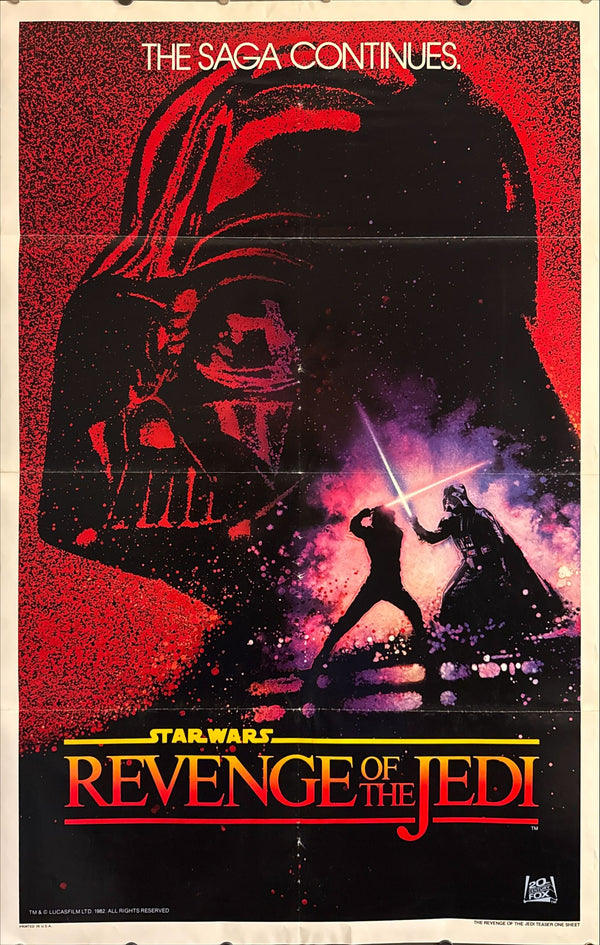 "STAR WARS – “REVENGE OF THE JEDI” (1982)", Original U.S. Advance One‑Sheet – Undated (“NO DATE”), ULTRA RARE, Size: 27 × 41 in. (≈ 69 × 104 cm) (FB)