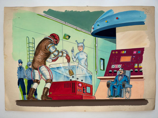 “Denjin Zaborger” (電人ザボーガー), Complete Set of 17 Original Hand-Painted Illustration / Production Boards (“Genga”), in the Original Inscribed Envelope, circa 1973–74