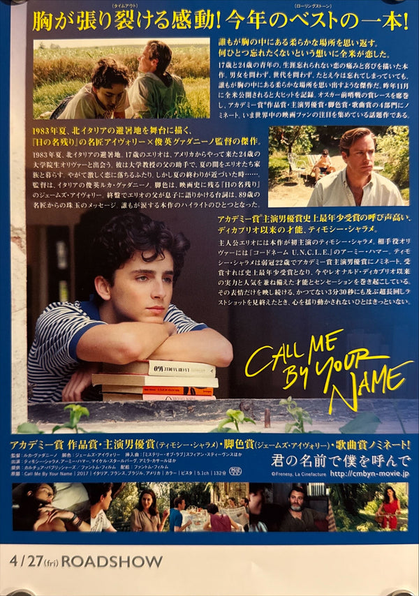 "Call Me by Your Name", Original Release Japanese Movie Poster 2017, B5 Size (18 x 25cm)