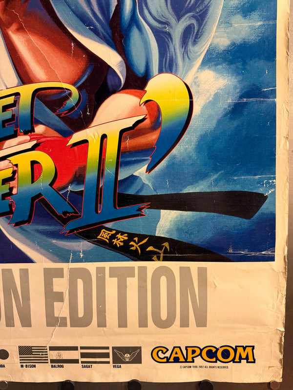 "Street Fighter II: Champion Edition", Original Release Japanese CAPCOM Promotional Poster 1992, Extremely Rare, B1 Size (c.71 × 103 cm) HA5