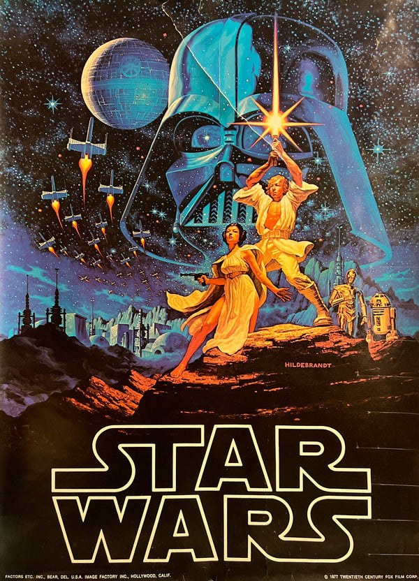 “Star Wars” (スター・ウォーズ), Rare Hildebrandt Brothers Promotional Poster 1977, B2 Size (51 × 73 cm) N157A