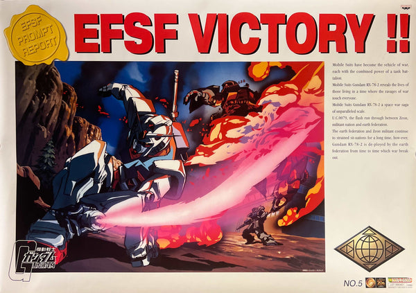 “Mobile Suit Gundam – EFSF VICTORY!!” (機動戦士ガンダム), Original Japanese Banpresto 20th Anniversary Promotional / Prize Poster 1999, “Banpre Character Poster” No.5, B2 Landscape Size (c. 72.8 × 51.5 cm) N22A