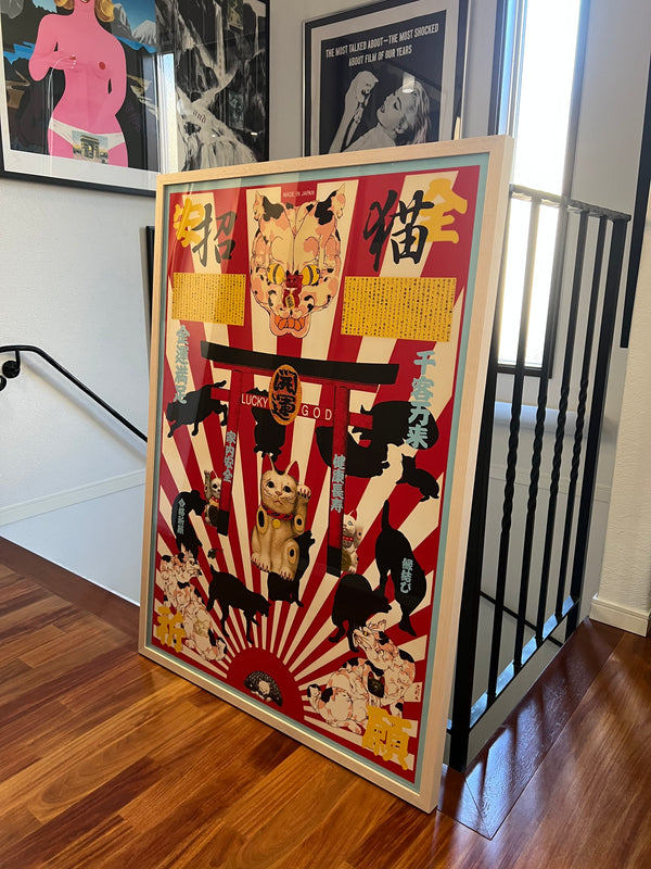 "TADANORI YOKOO - Cat in Japan", Japanese Contemporary Art Poster, Original Silk Screen 1996, Ultra Rare, Size (c.73 x 103cm)