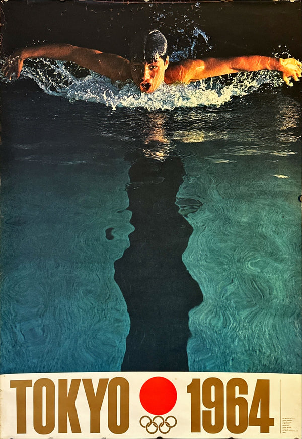 "Olympic Games 1964 Tokyo - A Butterfly-Swimmer" Original Release Japanese Promotional Poster 1964, B1 Size (71 x 103cm)