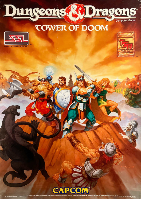 "Dungeons & Dragons: Tower of Doom", Original Release Japanese CAPCOM Promotional Poster 1993, Extremely Rare, B1 Size (c.71 × 103 cm) JA34