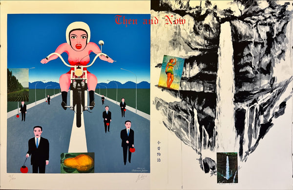 "TADANORI YOKOO - Then and Now (Motorbike) – Tadanori Yokoo, 1991", Japanese Contemporary Art Poster, Original Silk Screen 1991, Ultra Rare, Size (c.80 x 120cm)