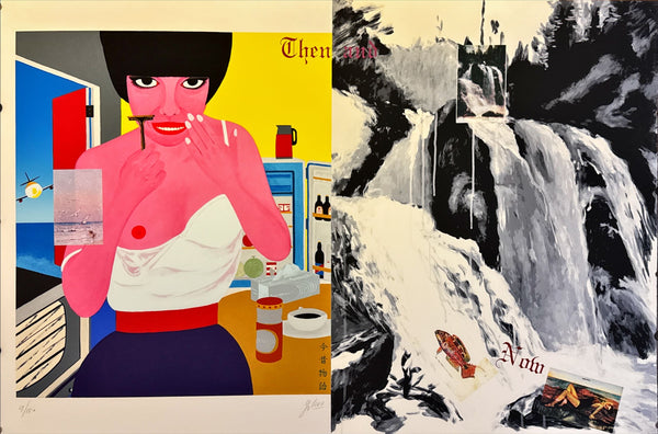 "TADANORI YOKOO - Then and Now (Shaving Woman) – Tadanori Yokoo, 1991", Japanese Contemporary Art Poster, Original Silk Screen 1991, Ultra Rare, Size (c.80 x 120cm)