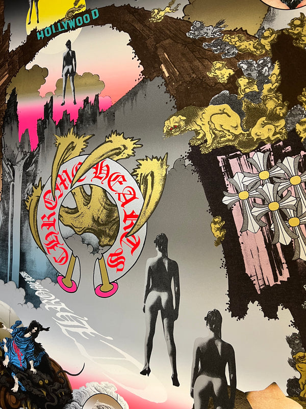 "TADANORI YOKOO - CHROME HEARTS", Japanese Contemporary Art Poster, Original Silk Screen 1997, Ultra Rare, Size (c.73 x 103cm)