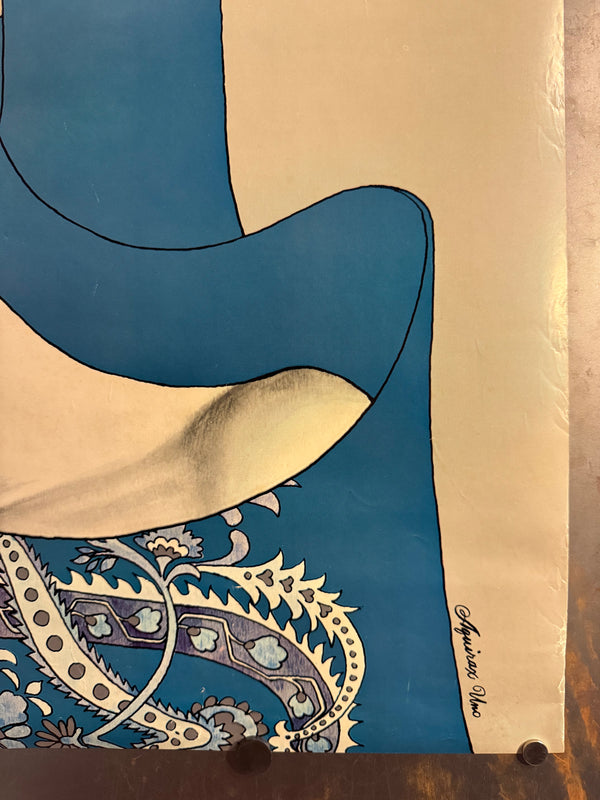 Uno Aquirax (宇野亜喜良) Offset Poster – “きもの じゅらく帯”, 1971, B1 Size (c.72 × 103 cm)