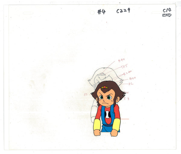 “Time Bokan Series: Itadakiman” (タイムボカンシリーズ イタダキマン), Seven Original Hand-Painted Production Cel-ga (“セル画”) Group, including Itadakiman / Kusaku Magota, Yan-Yan and Dasaineen, Tatsunoko Production / Fuji Television, 1983