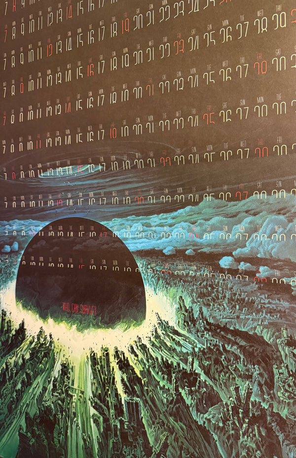 “AKIRA – A.D. 2019 ‘Who Can Survive?’ Neo‑Tokyo Explosion Calendar,” Original Japanese Double‑Sided B1 Poster, Printed in 1988, Size 73 × 103 cm – Excellent Condition AA17C