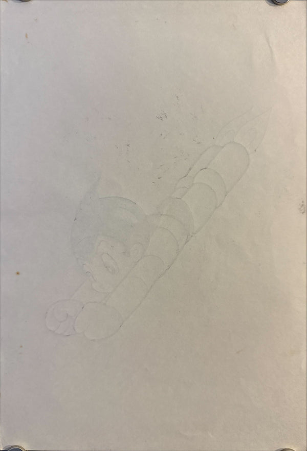 Original Hand‑Drawn Astro Boy Ink Illustration – “Flying Pose” (No.19, c. 1980s–1990s)