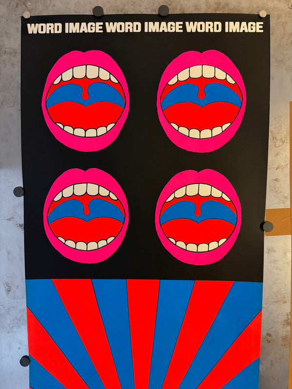 "TADANORI YOKOO - “Word/Image” Exhibition Poster – MoMA, New York", Japanese Contemporary Art Poster, Original Silk Screen 1968, Ultra Rare, Size (c.44 x 124cm)
