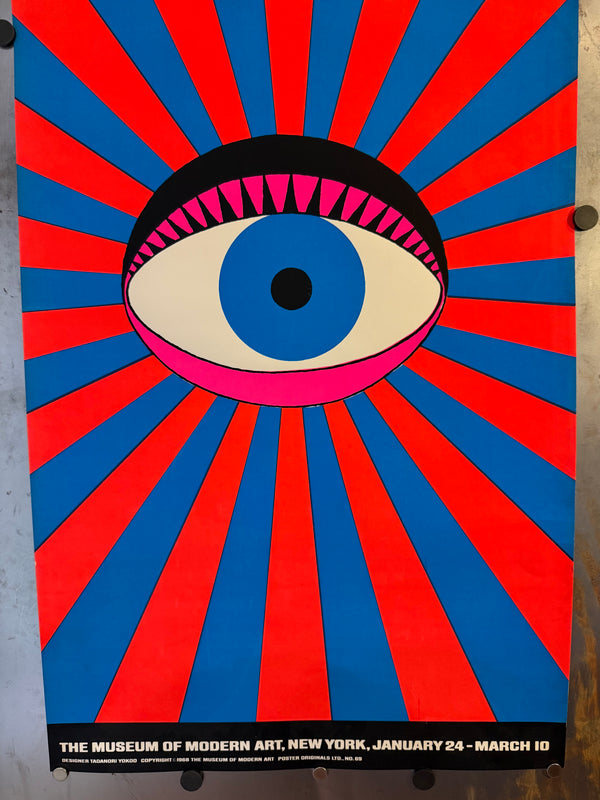 "TADANORI YOKOO - “Word/Image” Exhibition Poster – MoMA, New York", Japanese Contemporary Art Poster, Original Silk Screen 1968, Ultra Rare, Size (c.44 x 124cm)