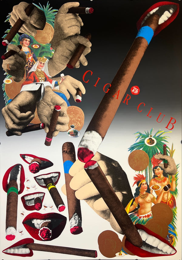 "TADANORI YOKOO - CIGAR CLUB", Japanese Contemporary Art Poster, Original Limited Edition Silk Screen 1997, Ultra Rare, Size (c.73 x 103cm)