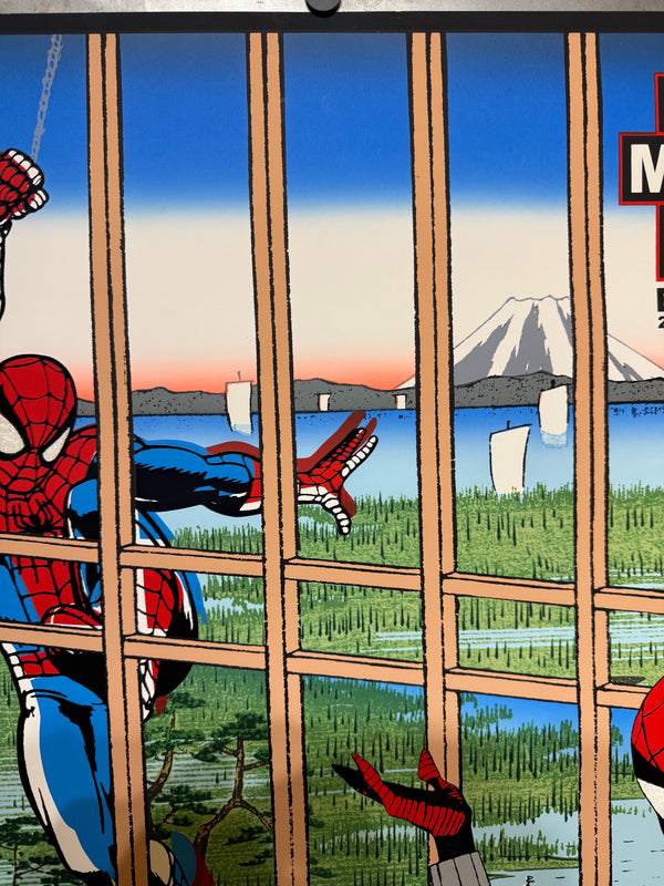 "TADANORI YOKOO × MARVEL – WE ARE MARVEL FAN CLUB EXHIBITION (Spider-Man / Spider-Girl)", Japanese Contemporary Art Poster, Original Silk Screen 2003, Ultra Rare, Museum-Framed, B1 Poster Size (c.102.9 × 72.8cm)