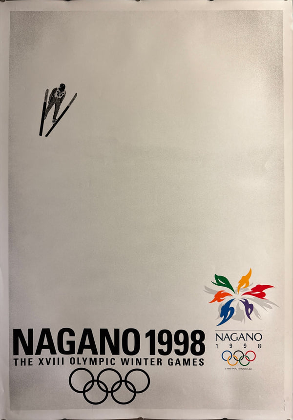 “Nagano 1998 – Dreams of Children / Ski Jumping” (子どもの夢), Rare Original Japanese Official Olympic Poster 1995, B1 Size (c. 72.8 × 103 cm) HAK-A