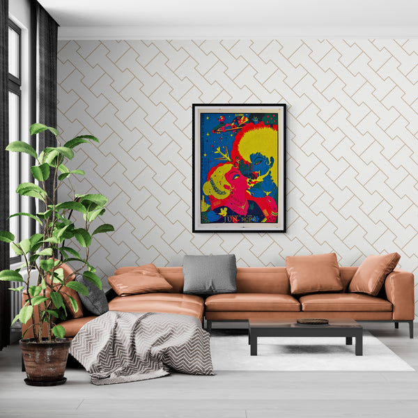 "TADANORI YOKOO - Man-Powered Plane - Solomon, Tenjō Sajiki", Japanese Contemporary Art Poster, Original Silk Screen 1970, Ultra Rare, Size (c.75 x 109cm)