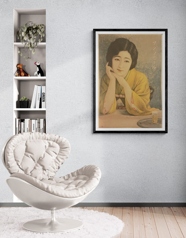 "Sakura Beer", Original Advertisement Poster Printed in 1930, Ultra Rare, (93.5cm x 64.5cm)