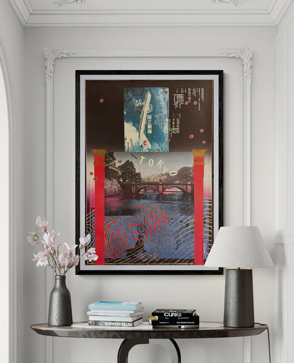 “Message from Tokyo” — Tadanori Yokoo (横尾忠則), Original Japanese A1 offset poster, 1986 — Size: c. 59.4 × 84.1 cm