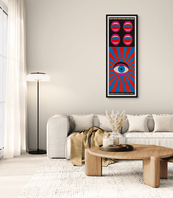 "TADANORI YOKOO - “Word/Image” Exhibition Poster – MoMA, New York", Japanese Contemporary Art Poster, Original Silk Screen 1968, Ultra Rare, Size (c.44 x 124cm)