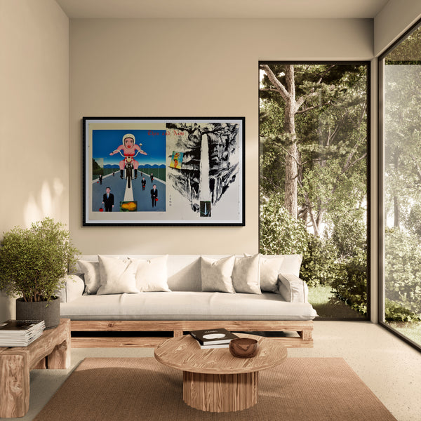 "TADANORI YOKOO - Then and Now (Motorbike) – Tadanori Yokoo, 1991", Japanese Contemporary Art Poster, Original Silk Screen 1991, Ultra Rare, Size (c.80 x 120cm)