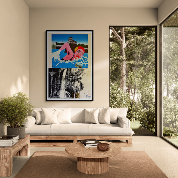 "TADANORI YOKOO - Then and Now (Swimmer) – Tadanori Yokoo, 1991", Japanese Contemporary Art Poster, Original Silk Screen 1991, Ultra Rare, Size (c.80 x 120cm)