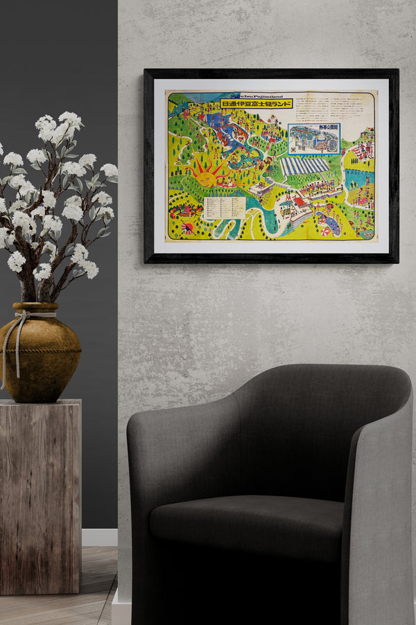"TADANORI YOKOO - Nittsu Izu Fujimiland Resort Map", Japanese Contemporary Art Poster, Original Offset 1966, Ultra Rare. Size (c.45.5 × 62 cm) O253