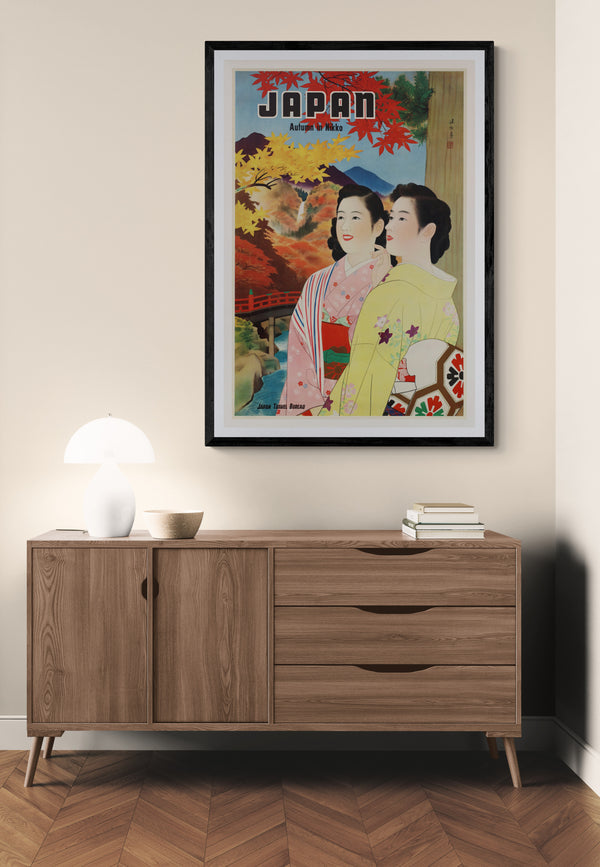 SHINSUI ITŌ (伊東深水, 1898–1972) JAPAN — AUTUMN IN NIKKŌ (日光の秋 / Nikko no Aki) Japan Travel Bureau (JTB), 1952, approx. 109 × 72.5 cm