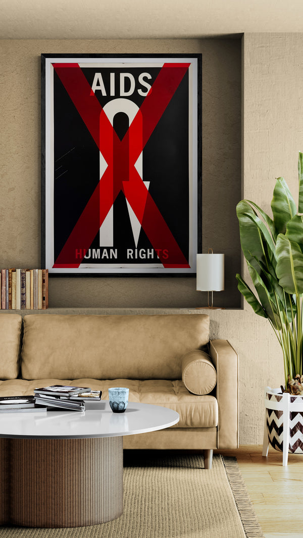 "MAKOTO SAITO — AIDS / HUMAN RIGHTS", Original Japanese Contemporary Art Poster 1993, B1 Size (c.71 × 103 cm)
