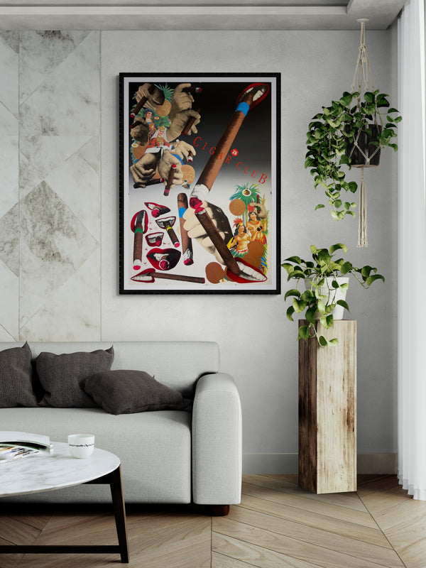 "TADANORI YOKOO - CIGAR CLUB", Japanese Contemporary Art Poster, Original Limited Edition Silk Screen 1997, Ultra Rare, Size (c.73 x 103cm)