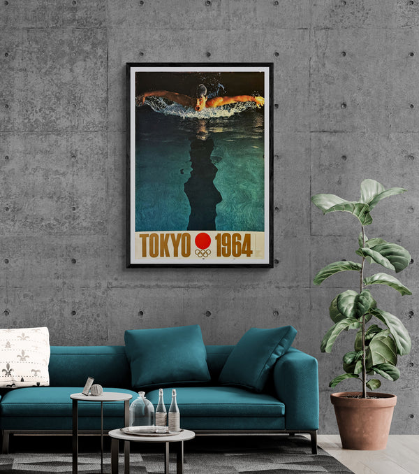 "Olympic Games 1964 Tokyo - A Butterfly-Swimmer" Original Release Japanese Promotional Poster 1964, B1 Size (71 x 103cm)