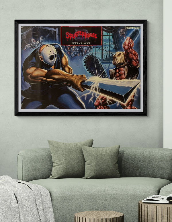 “SPLATTERHOUSE” (1988) – ORIGINAL JAPANESE B1 ARCADE POSTER – KEY VISUAL BY YUICHIRO KOMORIYA* | TITLE LOGO BY AKIRA USUKURA*
Extremely Rare | Arcade Use | First Release | 72.8 × 103 cm (B1)