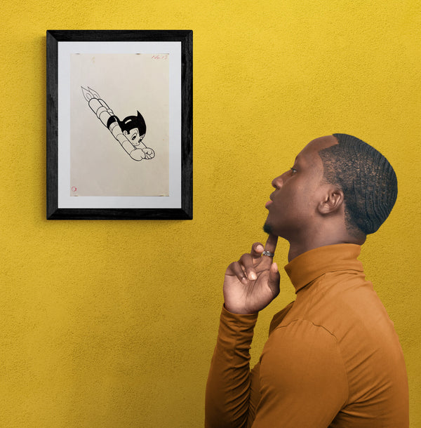 Original Hand‑Drawn Astro Boy Ink Illustration – “Flying Pose” (No.19, c. 1980s–1990s)