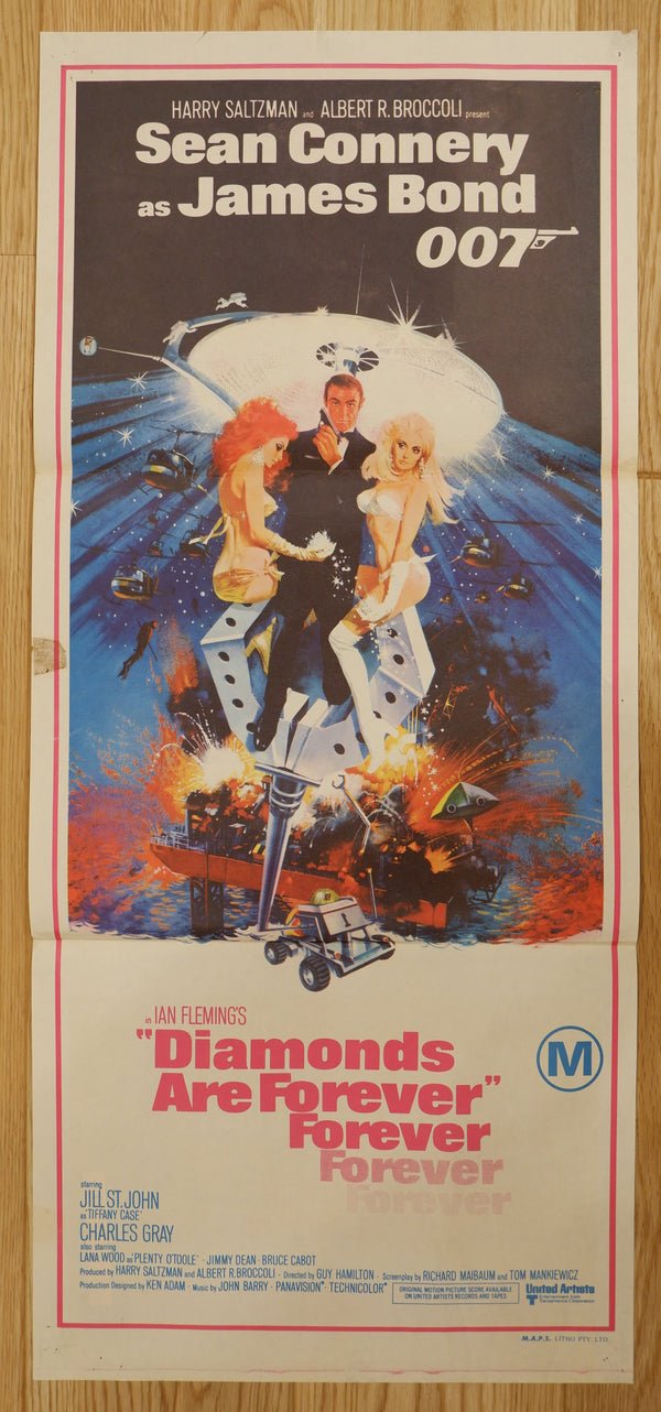 "Diamonds are Forever", Original Release Australian Poster 1971, Daybill Size