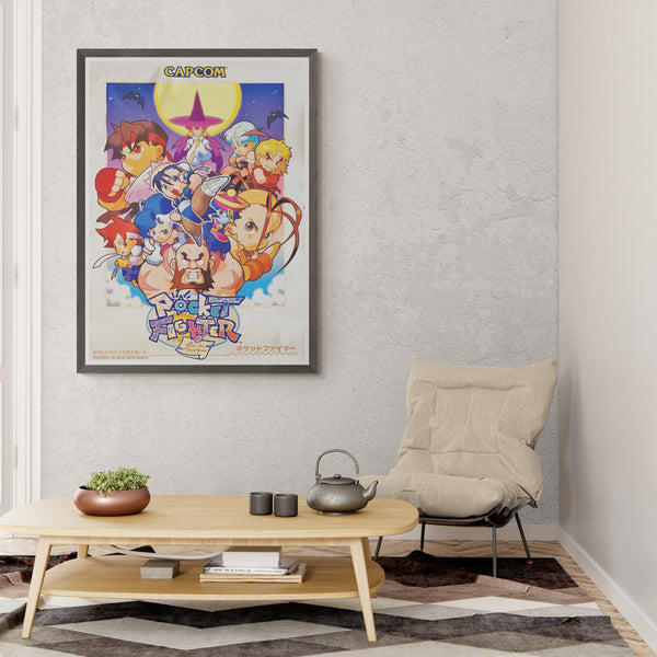 "Super Gem Fighter Mini Mix", Original Release Japanese CAPCOM promotional poster 1997, Extremely Rare, B1 Size