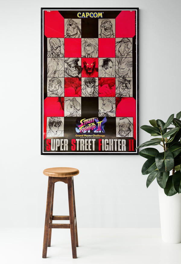 "Super Street Fighter II Turbo", Original Release Japanese CAPCOM promotional poster 1994, Extremely Rare, B1 Size