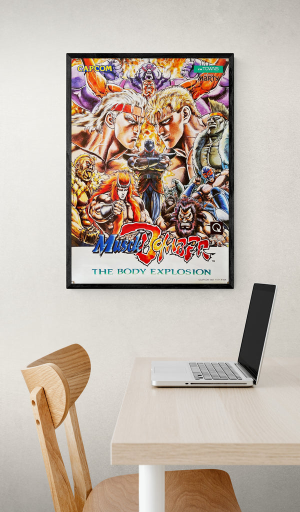 "Saturday Night Slam Masters", (AKA Muscle Bomber: The Body Explosion), Original Release Japanese CAPCOM promotional poster 1993, Extremely Rare, B2 Size (51 x 73cm)