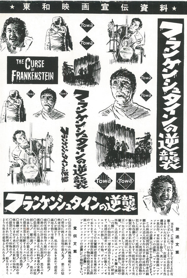 "The Curse of Frankenstein", Original Release Japanese Movie Pamphlet-Poster 1957, Ultra Rare, FRAMED, B5 Size