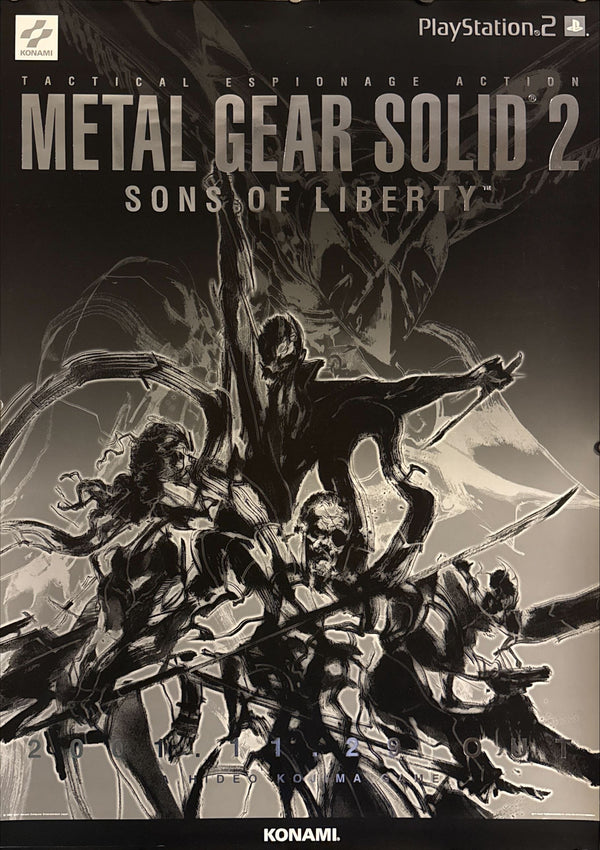 “Metal Gear Solid 2: Sons of Liberty”, Original Japanese Video Game Release Poster 2001, B2 Size (51 × 73 cm) — Metallic Lettering Variant O72