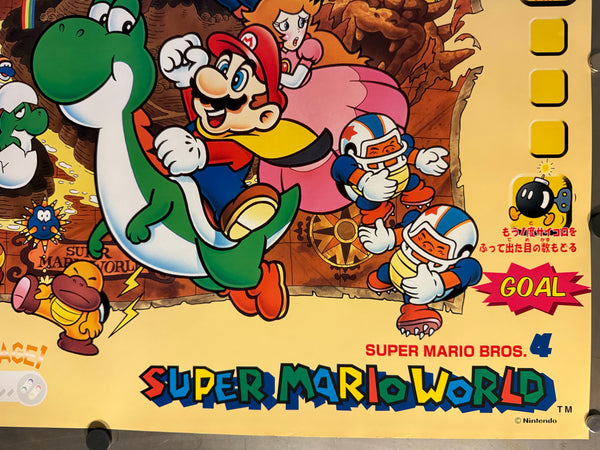 “Super Mario World” (スーパーマリオワールド / SUPER MARIO BROS. 4), Ultra‑Rare Original Japanese Banpresto Prize “Chara Poster” (非売品 / Not for Sale) 1996, B2 Size (51 × 73 cm) O654