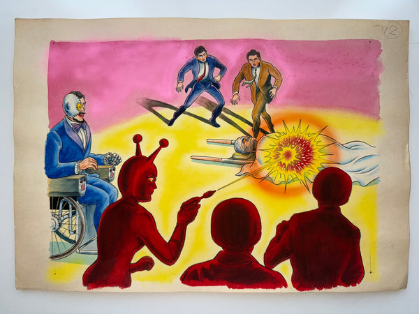 “Denjin Zaborger” (電人ザボーガー), Complete Set of 17 Original Hand-Painted Illustration / Production Boards (“Genga”), in the Original Inscribed Envelope, circa 1973–74