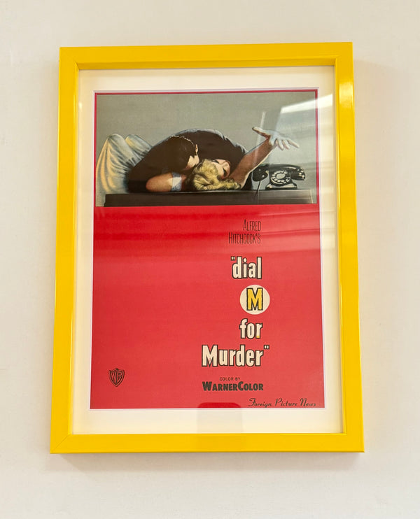 “Dial M for Murder” — Framed original Japanese first release pamphlet-poster for Alfred Hitchcock’s 1954 suspense classic — B5 size c. 25 × 18 cm • GA3