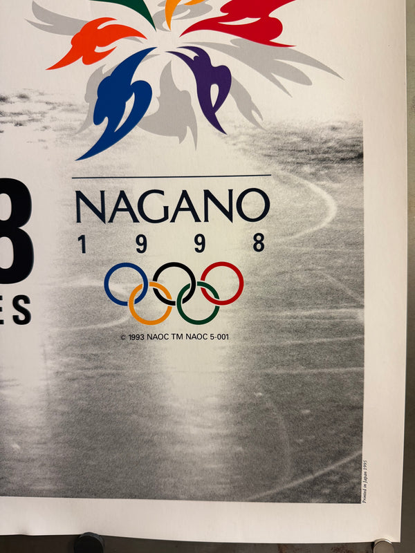 “Nagano 1998 – Figure Skating” (長野1998冬季オリンピック), Rare Original Japanese Olympic Promotional Poster 1993, B1 Size (c. 72 × 103 cm) HAK-A