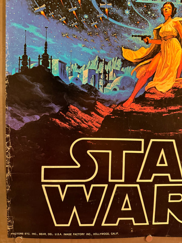 “Star Wars” (スター・ウォーズ), Rare Hildebrandt Brothers Promotional Poster 1977, B2 Size (51 × 73 cm) P27A