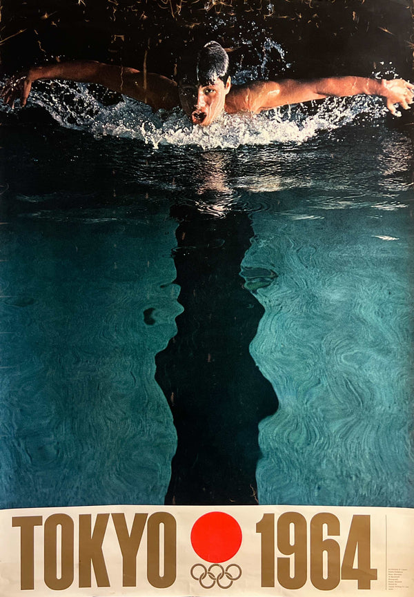 "Olympic Games 1964 Tokyo - A Butterfly-Swimmer" Original Release Japanese Promotional Poster 1961, B1 Size (71 x 103cm) FA33