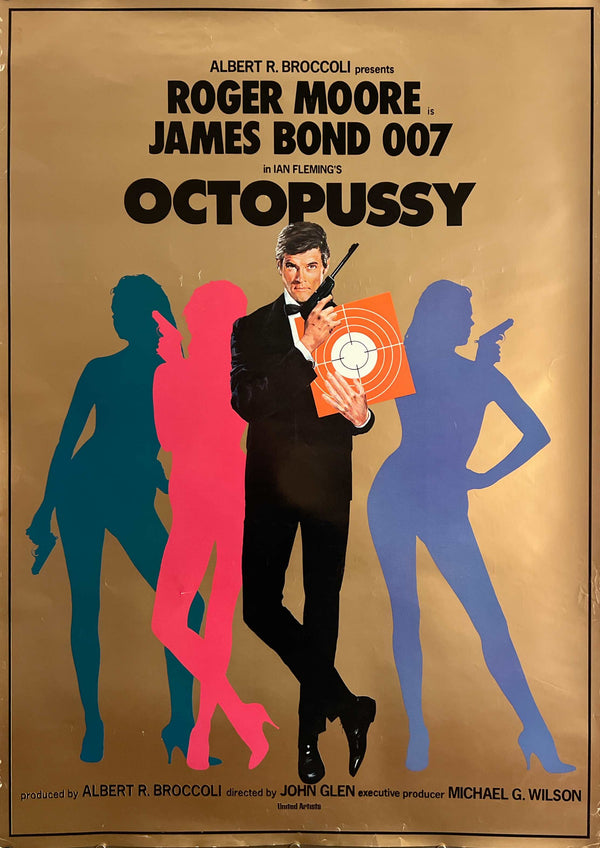 “OCTOPUSSY / 007／オクトパシー” (1983), ORIGINAL JAPANESE B1 ADVANCE FOIL POSTER, ROGER MOORE AS JAMES BOND 007, Ultra-Rare Japanese B1 Teaser Variant, Metallic Foil Finish, Original 1983 Theatrical Campaign, Single-Sided, c. 72.8 × 103 cm JA13
