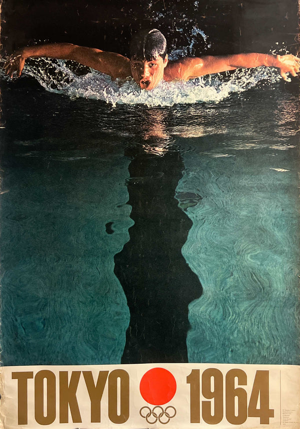 "Olympic Games 1964 Tokyo - A Butterfly-Swimmer" Original Release Japanese Promotional Poster 1961, B1 Size (71 x 103cm) JA37