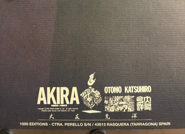 “AKIRA / アキラ” (1993) – ORIGINAL SPANISH LARGE-FORMAT LICENSED ART POSTER – KATSUHIRO OTOMO / 1000 EDITIONS Rare Vintage Edition | Premium Canson Textured Art Paper | Officially Licensed by Kodansha | c. 68 × 87 cm (26.8 × 34.3 in) | Very Good+ / Excellent