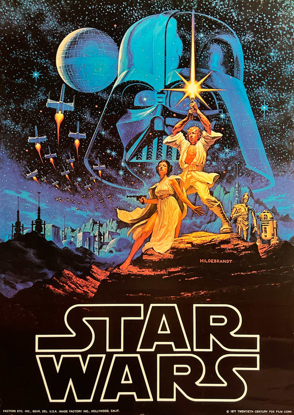 “Star Wars” (スター・ウォーズ), Rare Hildebrandt Brothers Promotional Poster 1977, B2 Size (51 × 73 cm) T175